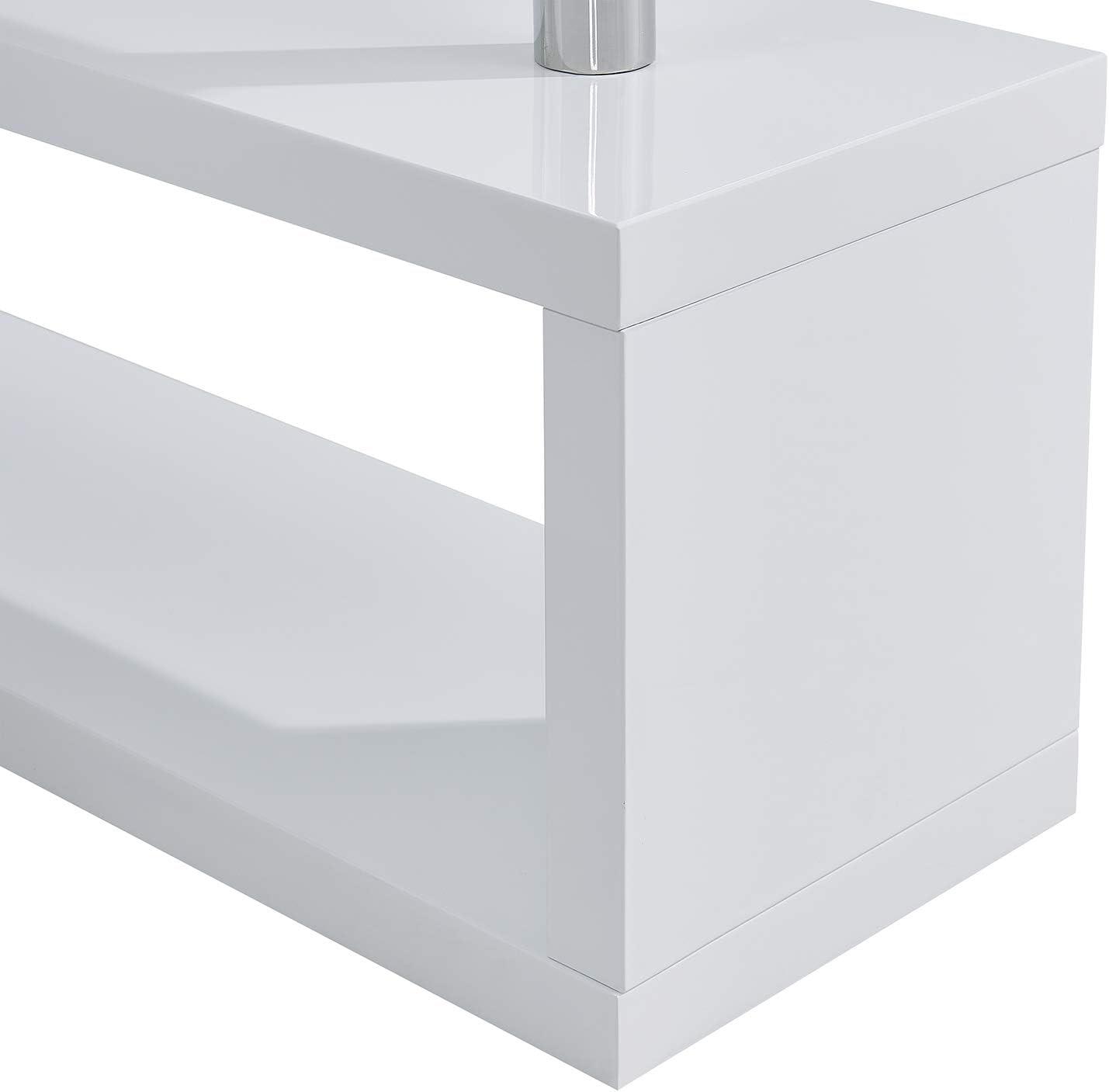 Yates Modern White and Chrome Adjustable Corner Desk with Shelves