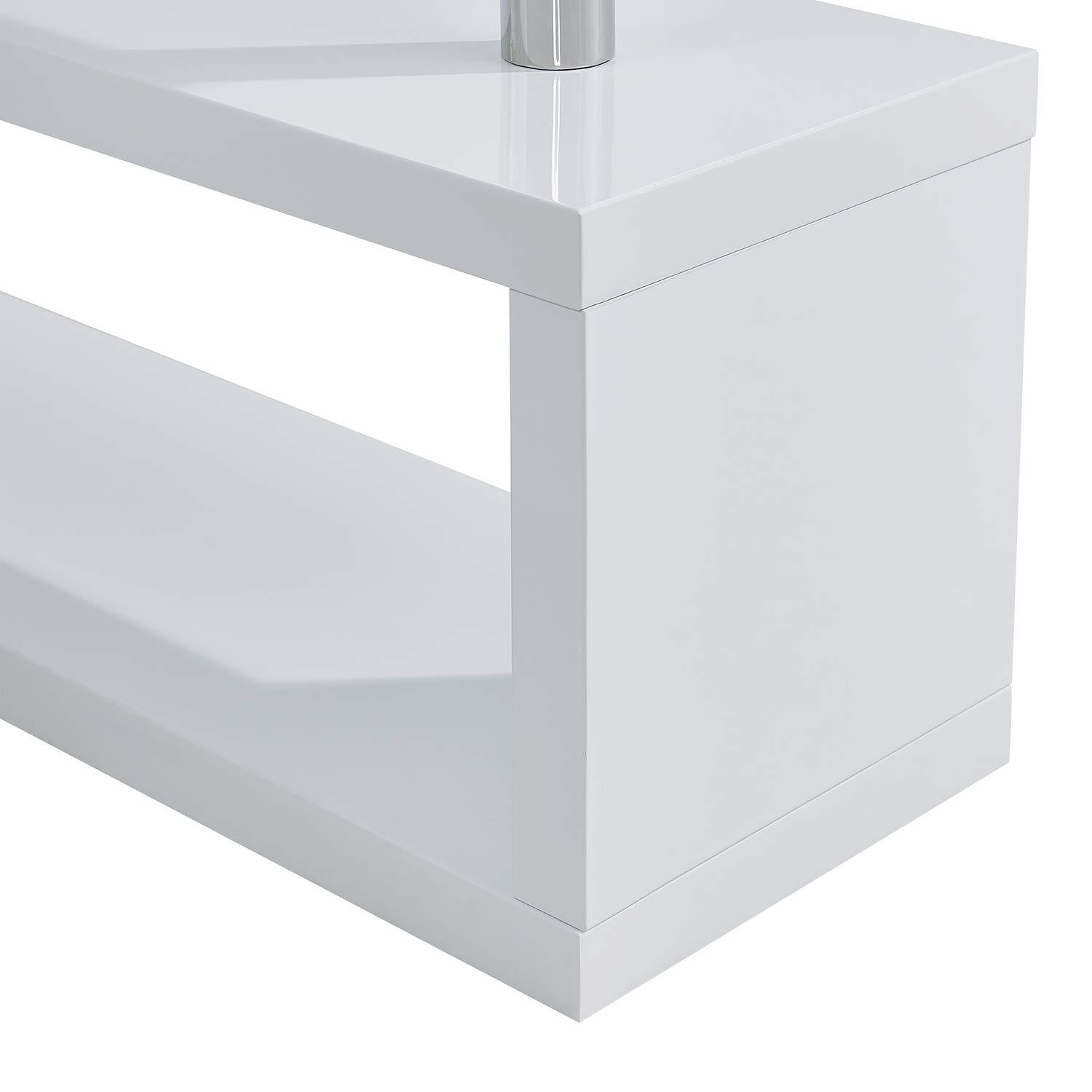 SEI Furniture Yates Adjustable Corner Writing Desk in White and Chrome