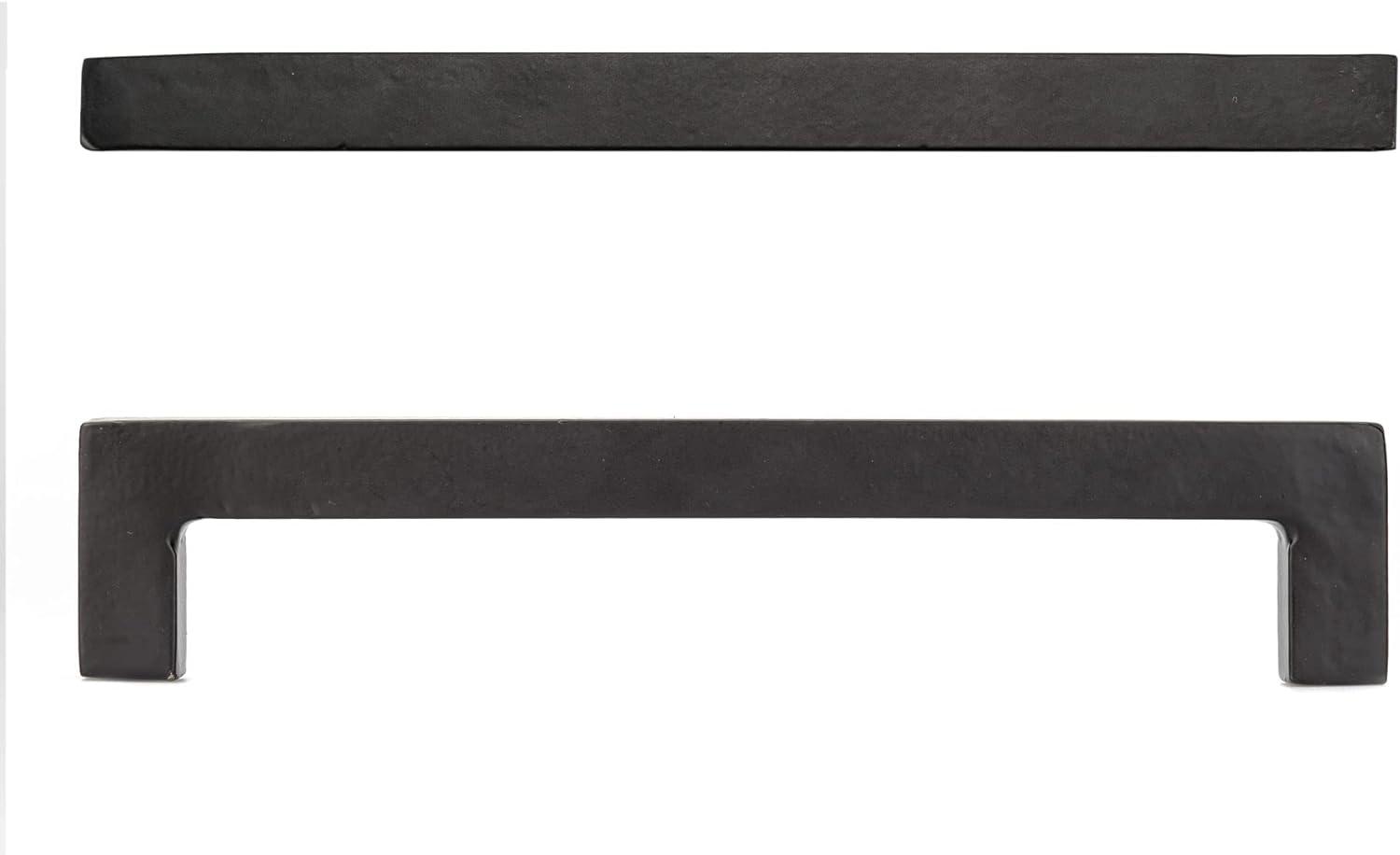 Matte Black Iron Rectangular Pull Handle with Mounting Hardware