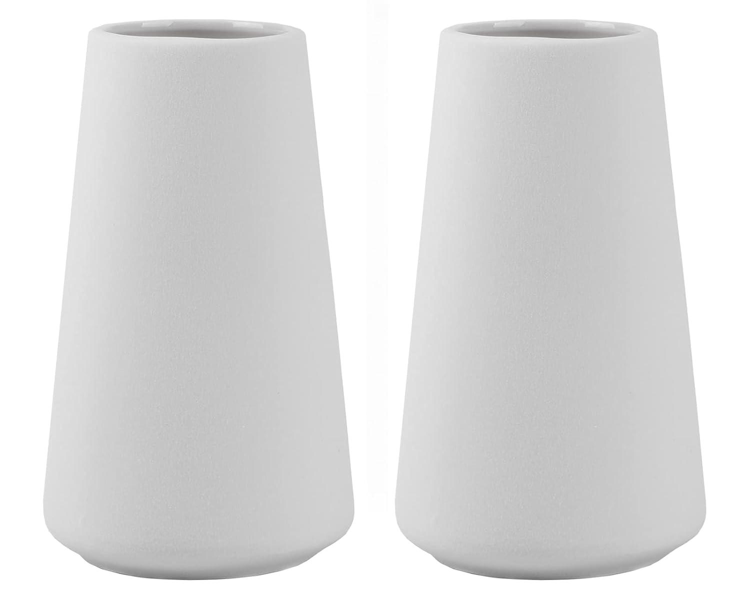 Simple Vase for Flowers Plants, Matte Vases for Modern Table Shelf Home Decor Wedding Boho Decor, 6" H Frosted Elegant Ceramic Vase for Pampas Grass Fluffy Stem Bouquet Lavender Flowers (White, 1)