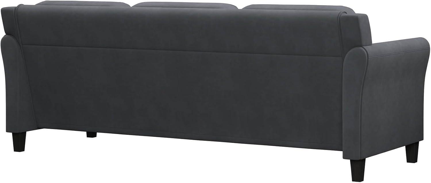 Lifestyle Solutions Taryn Traditional Sofa with Rolled Arms, Dark Gray Fabric