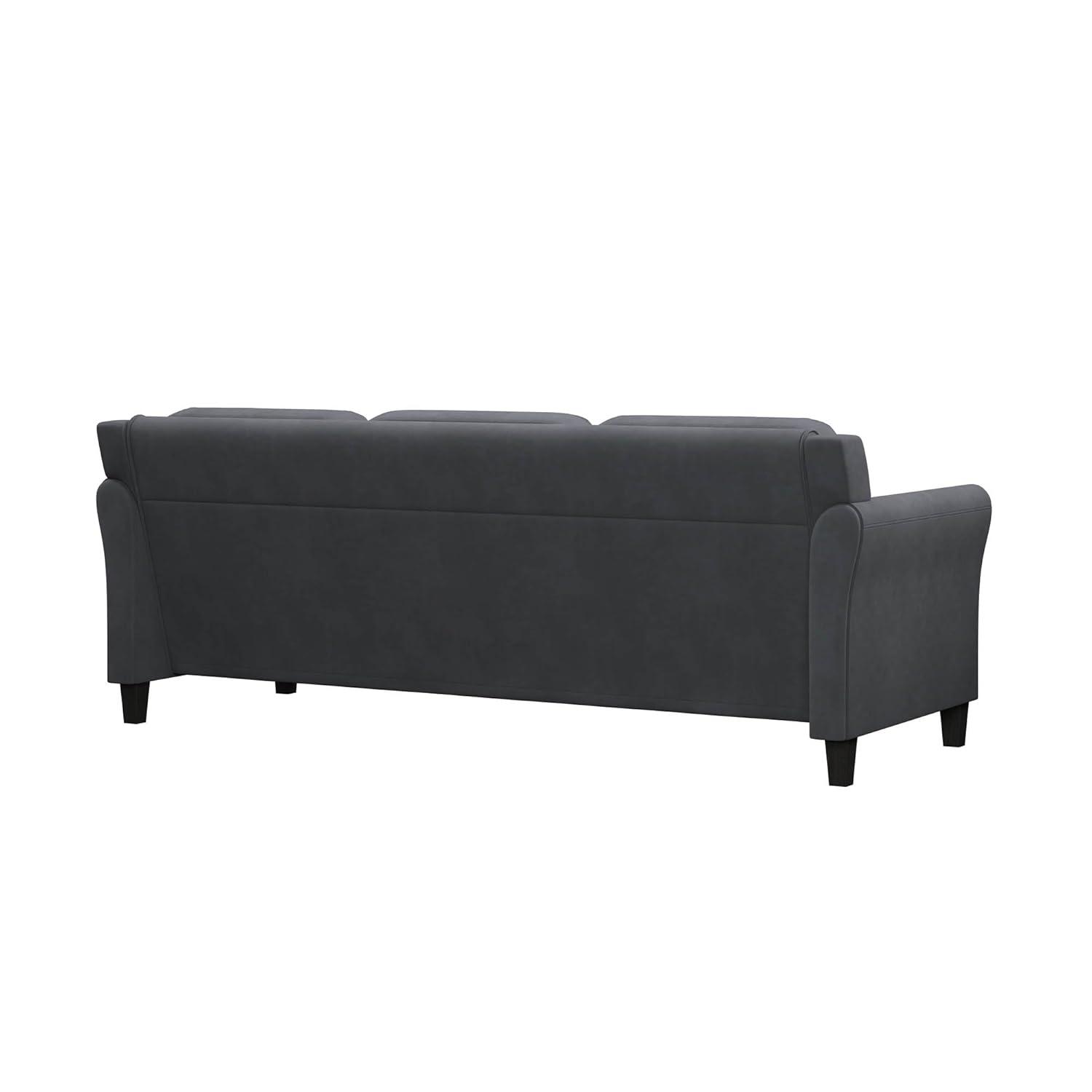 Lifestyle Solutions Taryn Traditional Sofa with Rolled Arms, Dark Gray Fabric