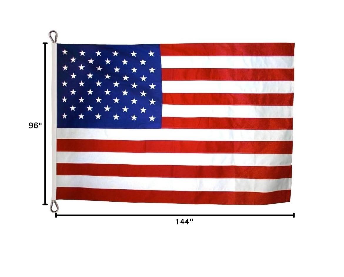 Flag 8x12 ft. Nylon SolarGuard Nyl-Glo , with Sewn Stripes, Embroidered Stars and Roped Heading.