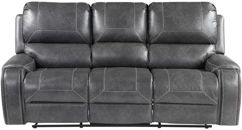 Steve Silver Keily Gray Faux Leather Manual Recliner Sofa