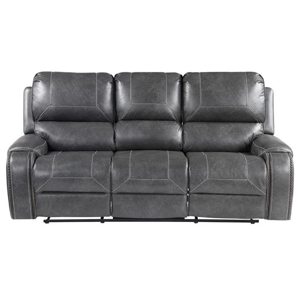 Steve Silver Keily Gray Faux Leather Manual Recliner Sofa
