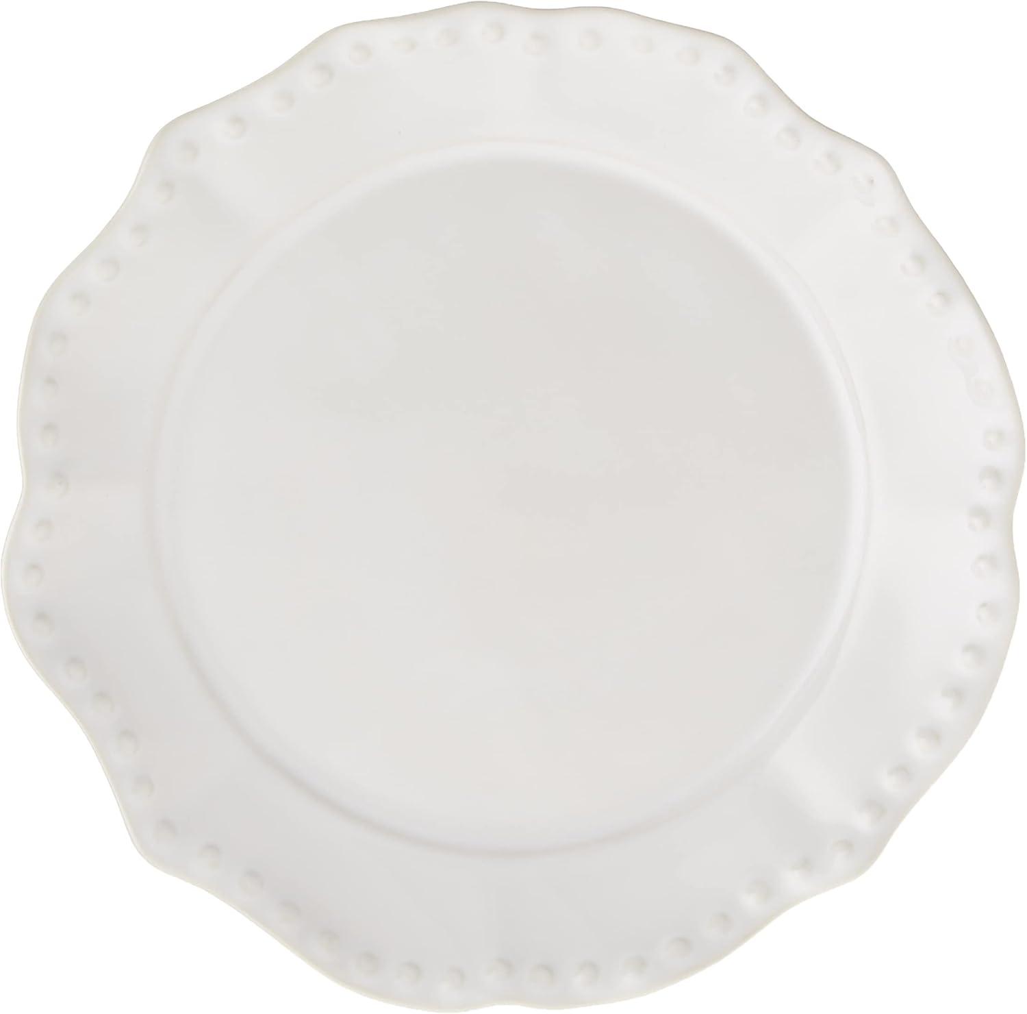 Alyse White Stoneware 4-Piece Place Setting with Scalloped Edges