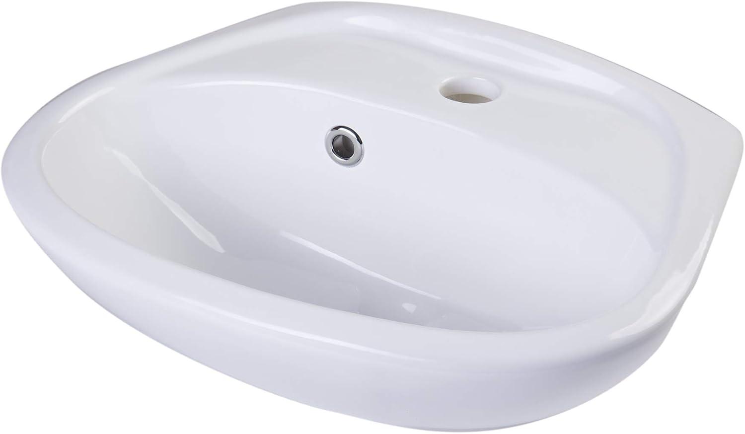 Alfi Brand 13.5'' White Ceramic Oval Bathroom Sink with Overflow