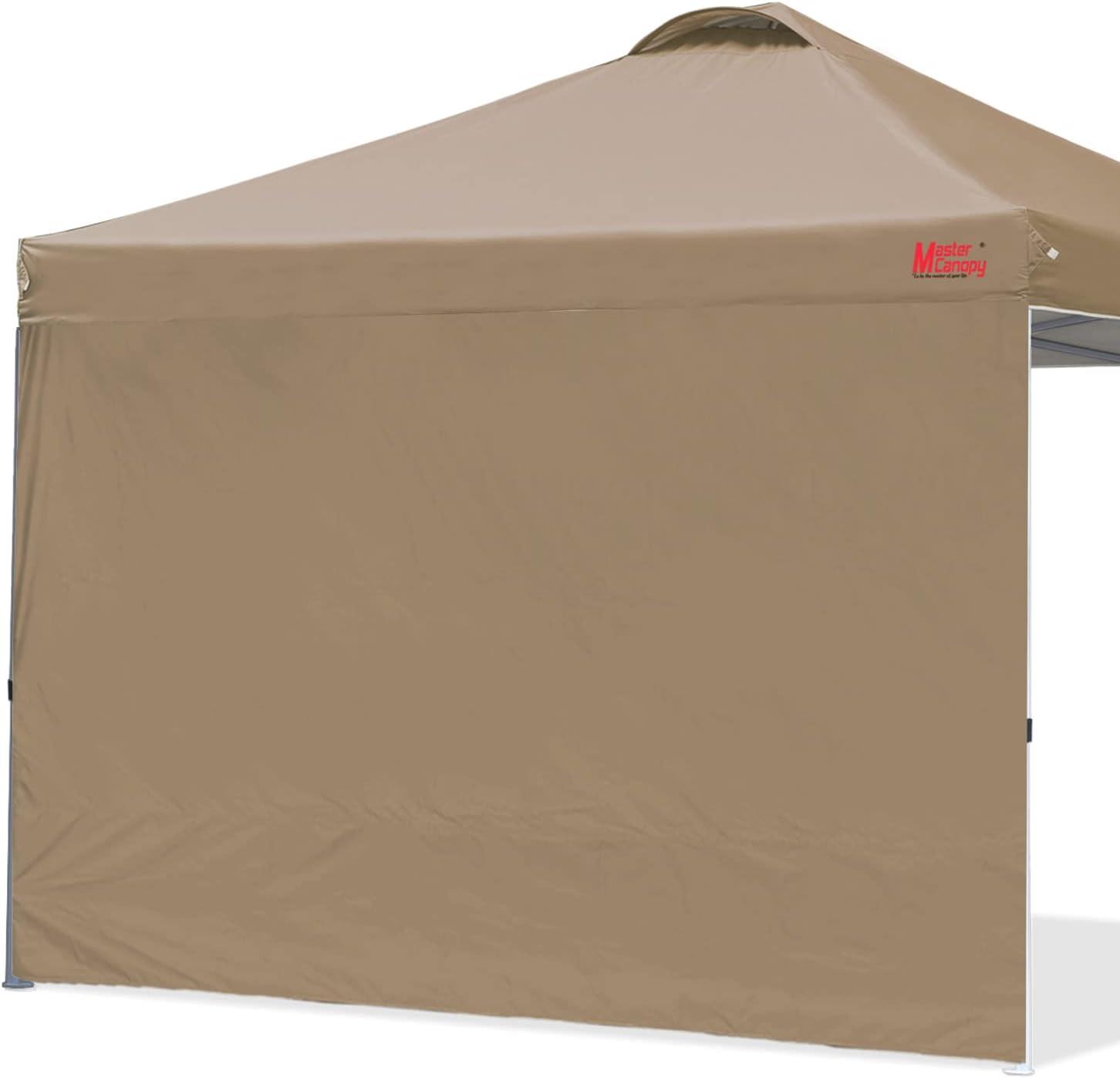 MASTERCANOPY 8' x 8' Easy Pop-up Canopy Tent Outdoor Shade Shelter with 1 Sidewall, Khaki