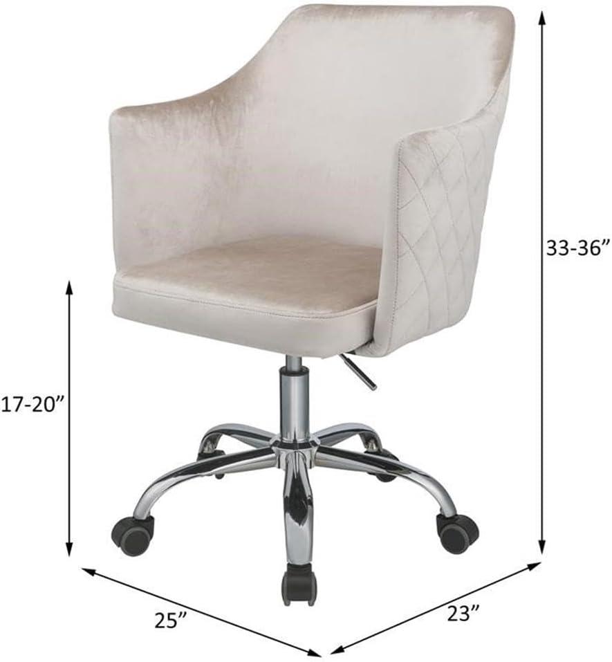 Cosgair Office Chair Champagne Velvet/Chrome - Acme Furniture: Swivel, Adjustable Height, Metal Frame