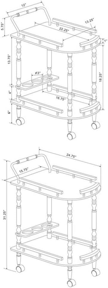 Coaster Palmer Traditional 2 Tier Wood Serving Cart Merlot/Brass