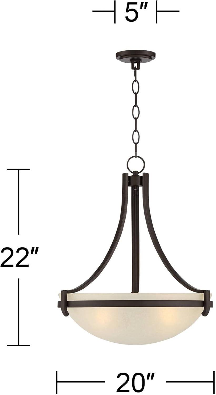 Regency Hill Mallot Oil Rubbed Bronze Pendant Chandelier 20" Wide Industrial Champagne Glass Bowl Shade 4-Light Fixture for Dining Room Kitchen Island