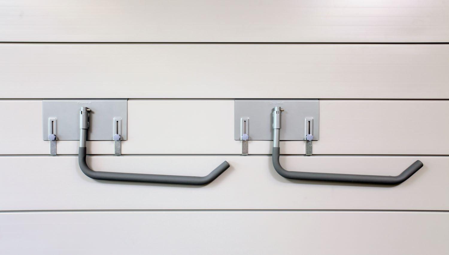 Crownwall Slat Wall Storage Organizer, Heavy Duty Steel 8 Inch Locking Double Hooks, Slatwall Accessories Panels (3 Pack)