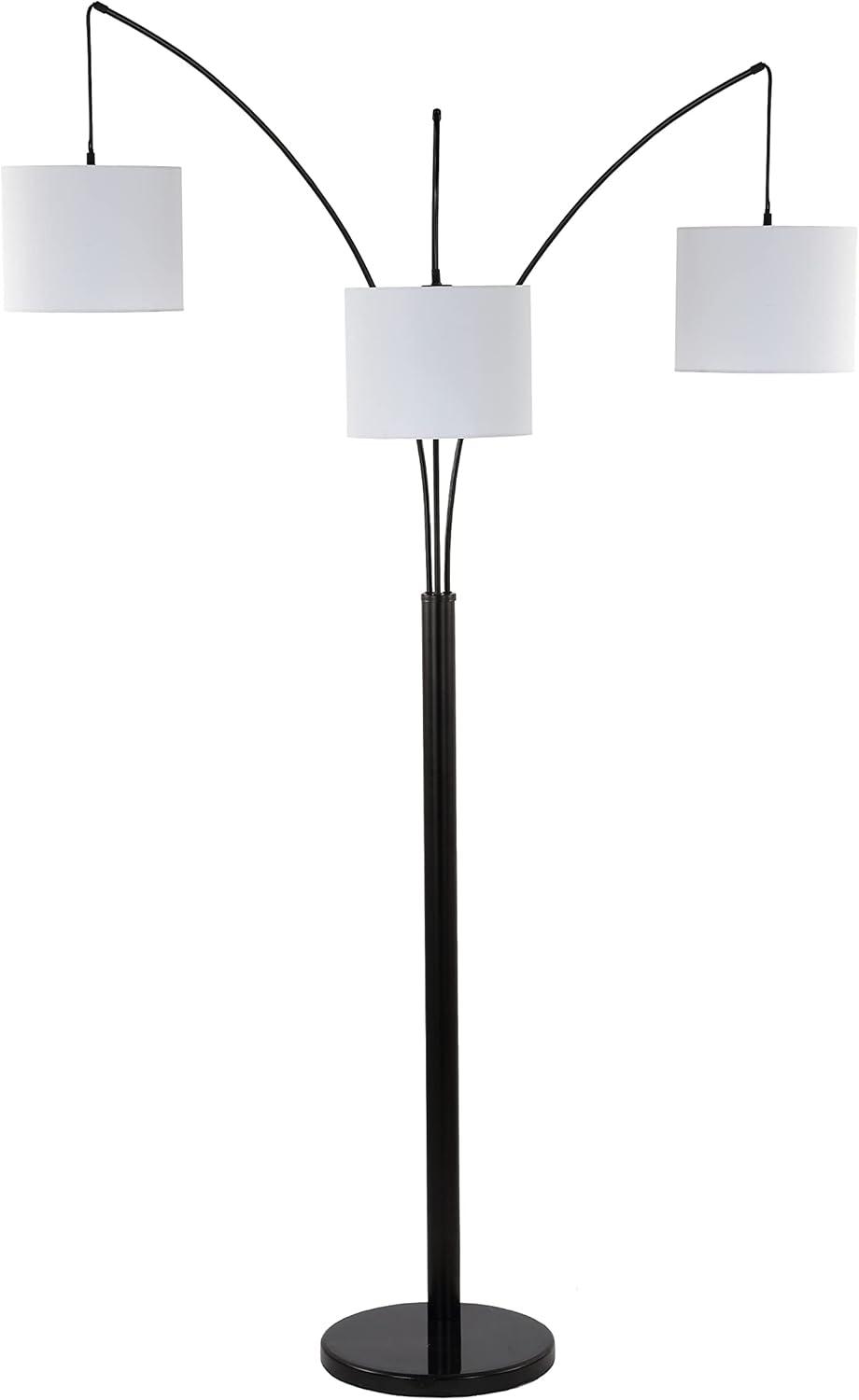 Barrie 78.5" 3-Light Mid-Century Modern Head-Adjustable Iron LED Arc Floor Lamp, Oil Rubbed Bronze