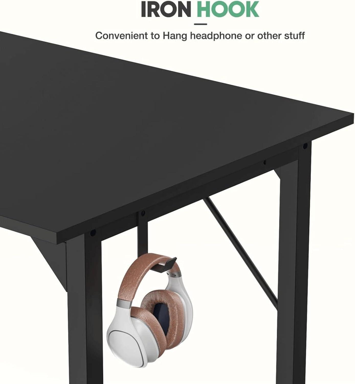 47 Inch Desk Office with Storage, Modern Simple Style Gaming Computer Table for Youth Student Adult, Metal and Wood Home Office Furniture, Nature