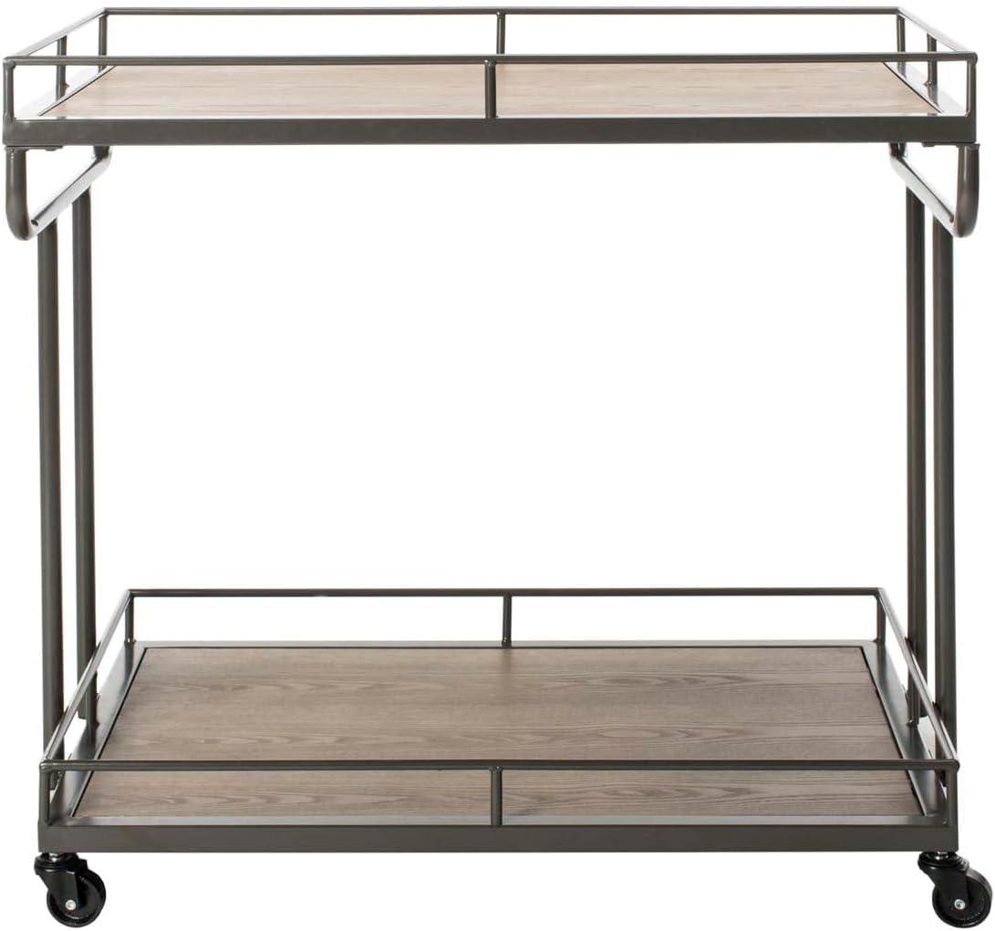 Dawson 2 Tier Rectangle Bar Cart - BCT6200A - Rustic Oak/Gunmetal - Safavieh