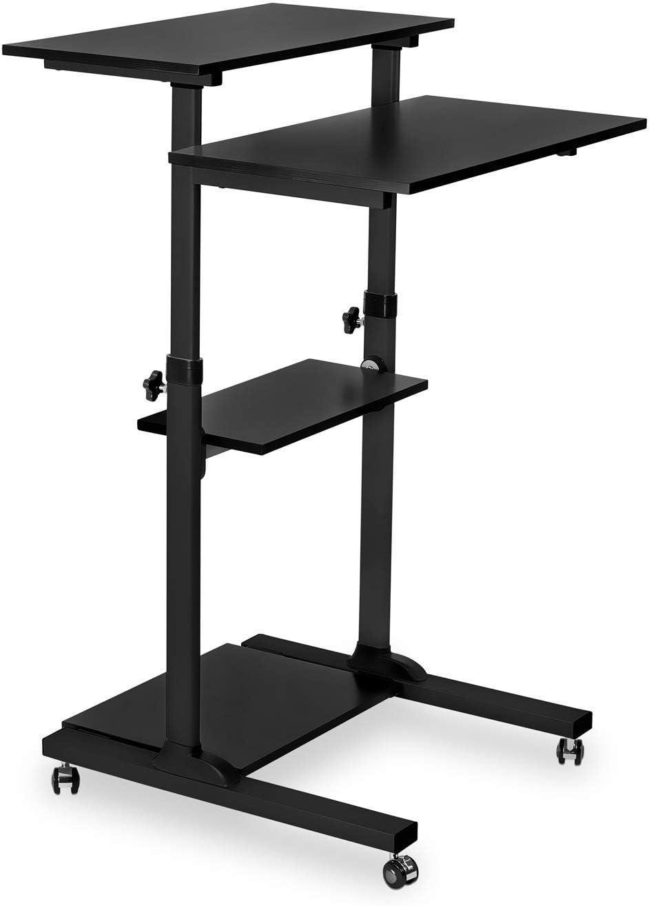 Mount-it Mount-It! Mobile Standing Desk and Rolling Presentation Cart ,27.5-Inch Platform, Locking Wheels