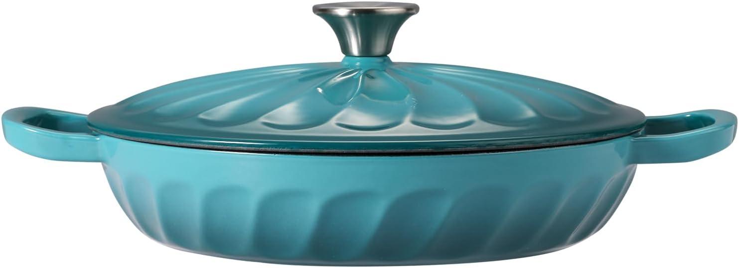 4 SEASONS FURNITURE 7 QT Enameled Cast Iron Oval Dutch Oven with Lid – Non-Stick Coating & Dual Handles