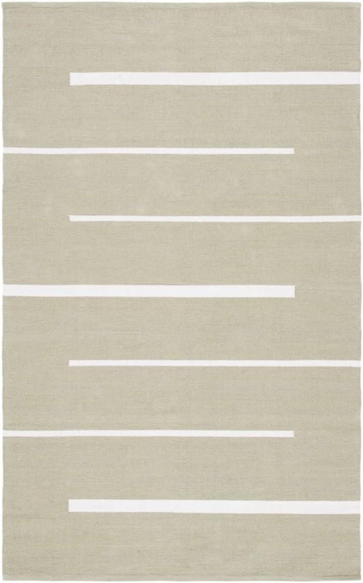 SAFAVIEH Montauk Oswald Geometric Striped Cotton Area Rug, Ivory/Light Green, 5' x 8'