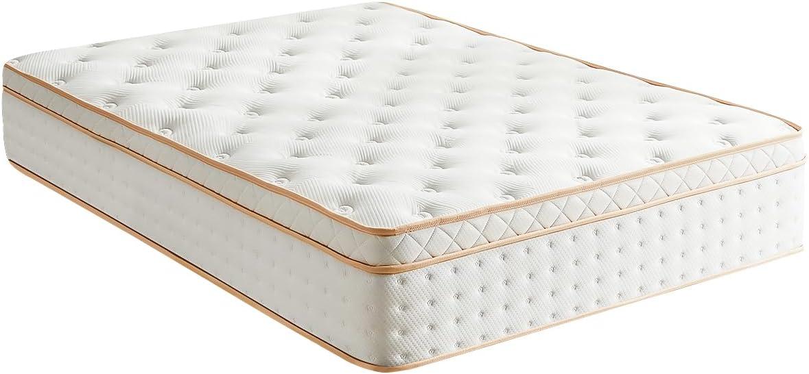 10 Inch Queen Mattress, Medium Firm Hybrid Mattress with Gel Memory Foam & Pocketed Coils, CertiPUR-US Certified, Pressure Relief, Motion Isolation, 100-Night Trial, 80“ x 60" x 10"