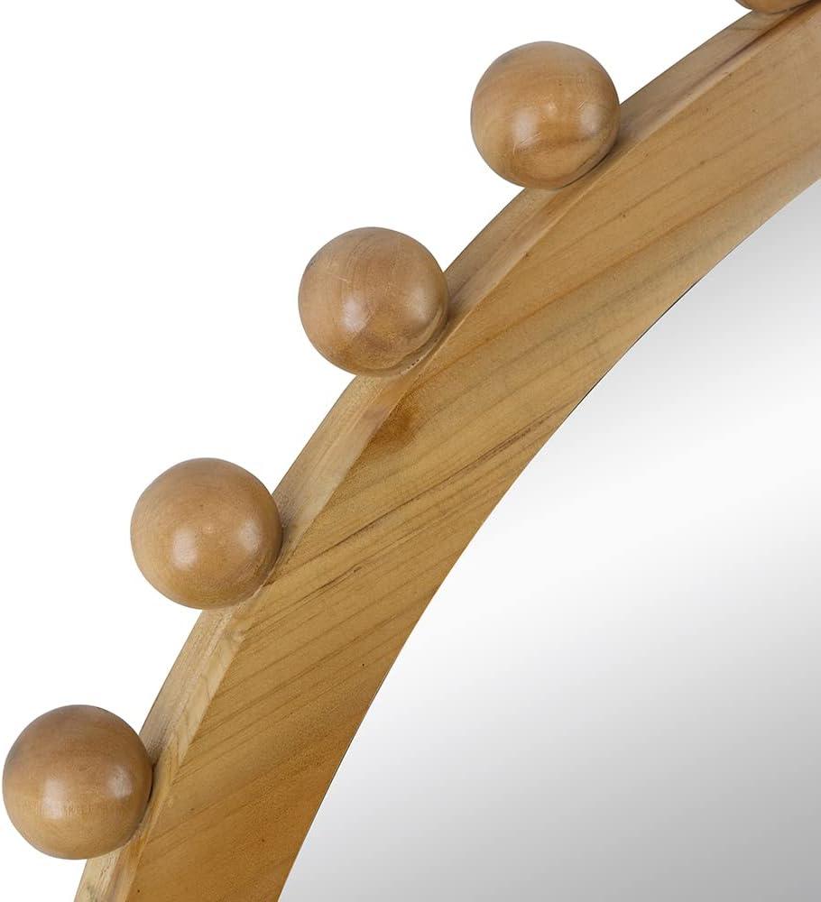 A&B Home Round Beaded Wall Mirror - Farmhouse Circular Wall Mirror with Beaded Wooden Frame, Home Wall Décor, 34" x 2" x 34"