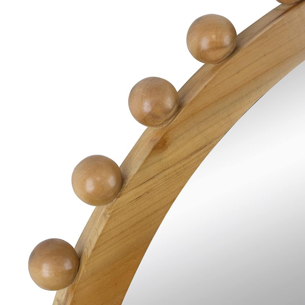 A&B Home Round Beaded Wall Mirror - Farmhouse Circular Wall Mirror with Beaded Wooden Frame, Home Wall Décor, 34" x 2" x 34"