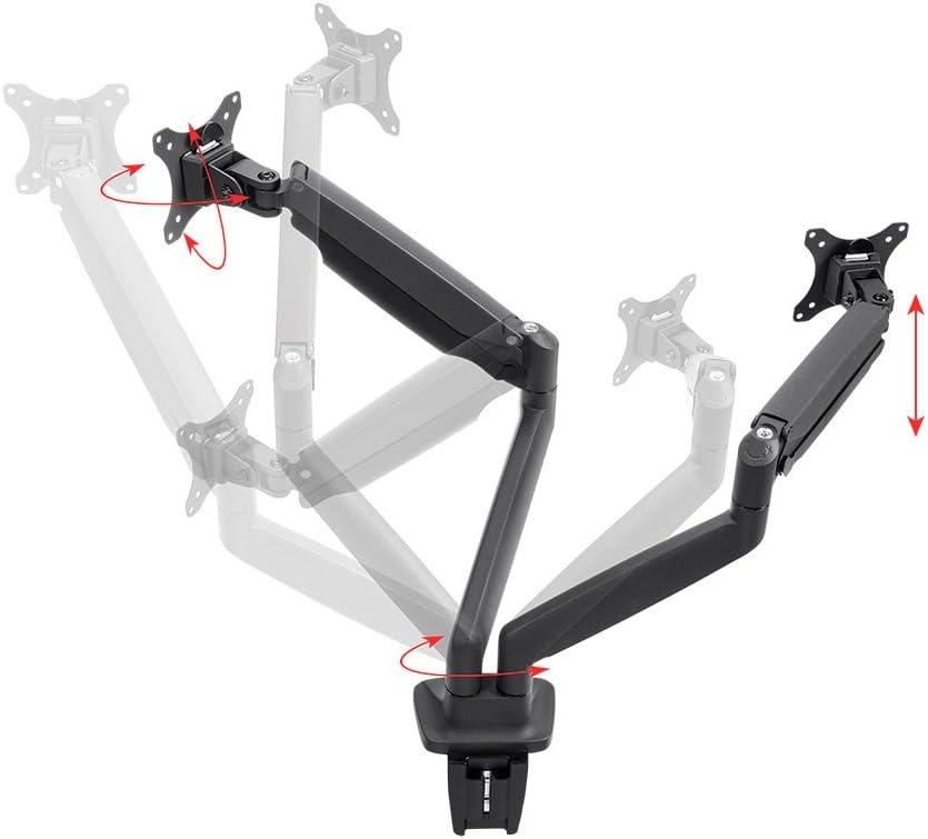 Monoprice Smooth Full Motion Dual Monitor Adjustable Gas Spring Desk Mount - Black, Supports Up to 34 Inch Monitors, Max 19.8 LBS Weight Per Display