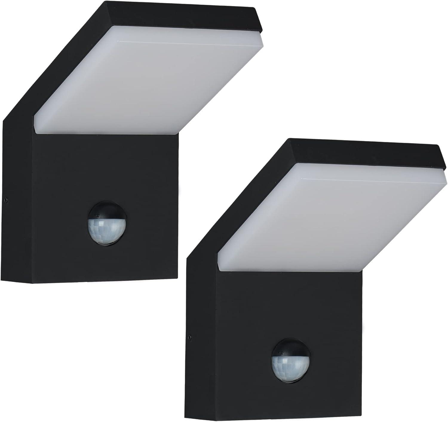 Black Aluminum LED Motion Sensor Outdoor Wall Sconce Set