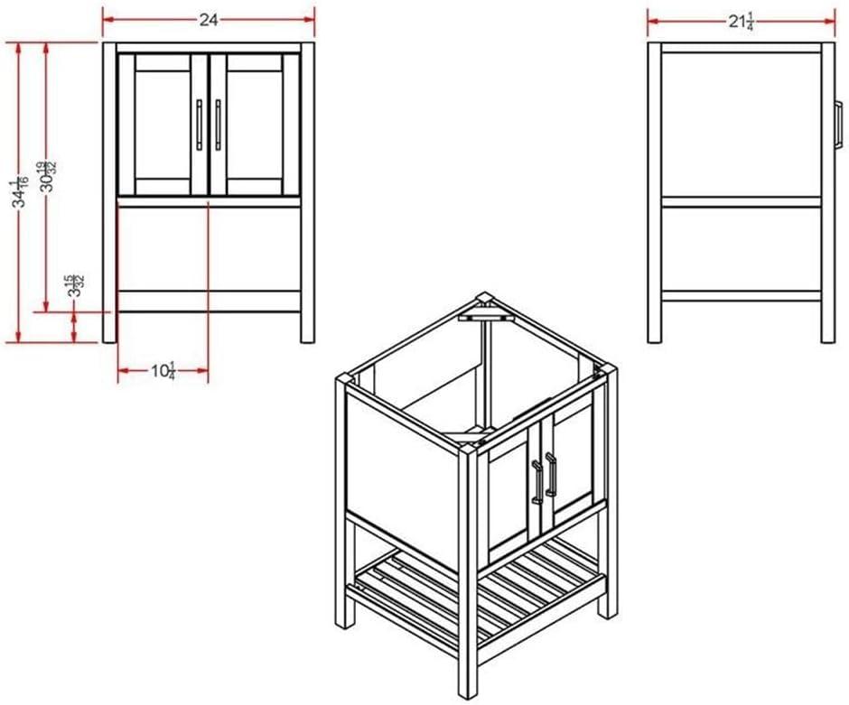 Bennet 24"W Modern Shaker Soft Close Doors Vanity Cabinet With Drawers And Open Storage Shelf