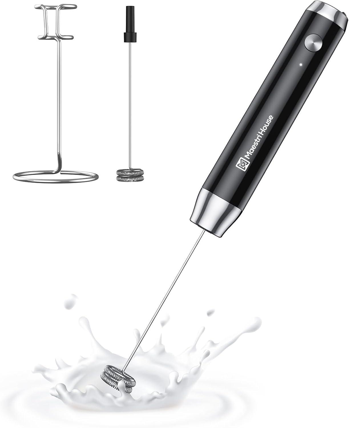 MASTER CRAFT WINDOW AND DOOR Rechargeable Milk Frother With Stand, Handheld Electric Foam Maker Waterproof Detachable Stainless Steel Whisk Drink Mixer Foamer For Lattes, Cappuccino