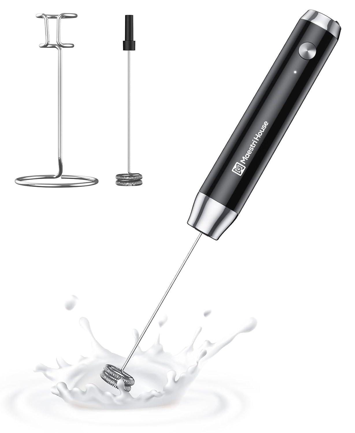 MASTER CRAFT WINDOW AND DOOR Rechargeable Milk Frother With Stand, Handheld Electric Foam Maker Waterproof Detachable Stainless Steel Whisk Drink Mixer Foamer For Lattes, Cappuccino