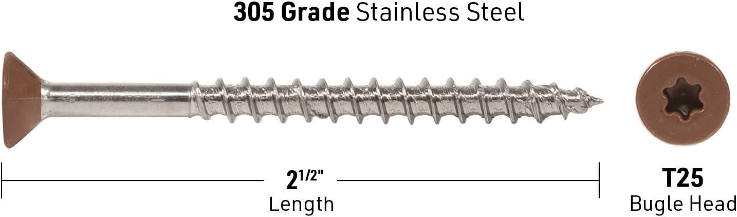 DeckWise #10x2-1/2" Brown Bugle-Head Stainless Steel Deck Screws, 350 Pack