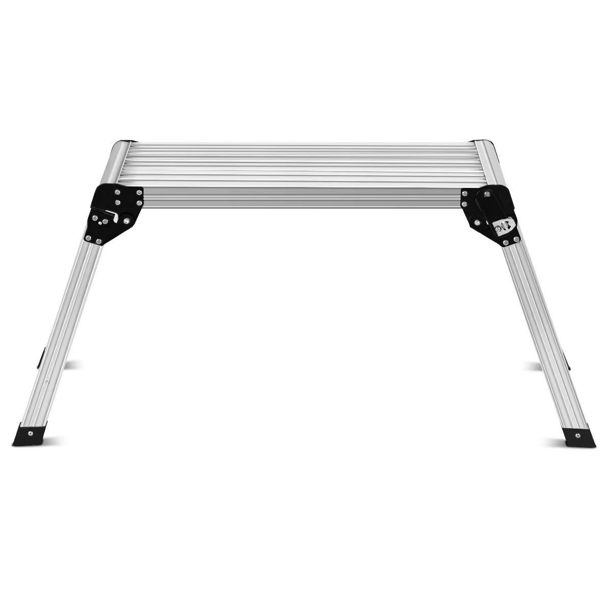 GVN Heavy Duty Portable Bench Aluminum Folding Step Ladder, Capacity Steel Ladder for Household and Office