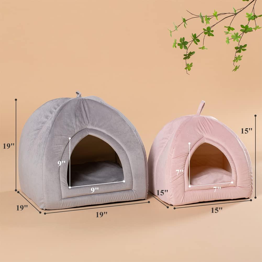 Tucker Murphy Pet™ Crystella Cat Bed for Indoor Cats, 2-in-1 Cat House with Removable Washable Pillow Cushion
