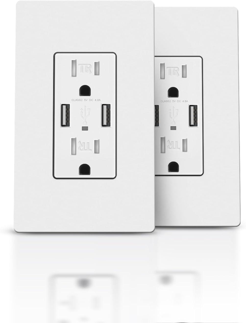 15 Tamper Resistant Duplex Outlet with USB Port