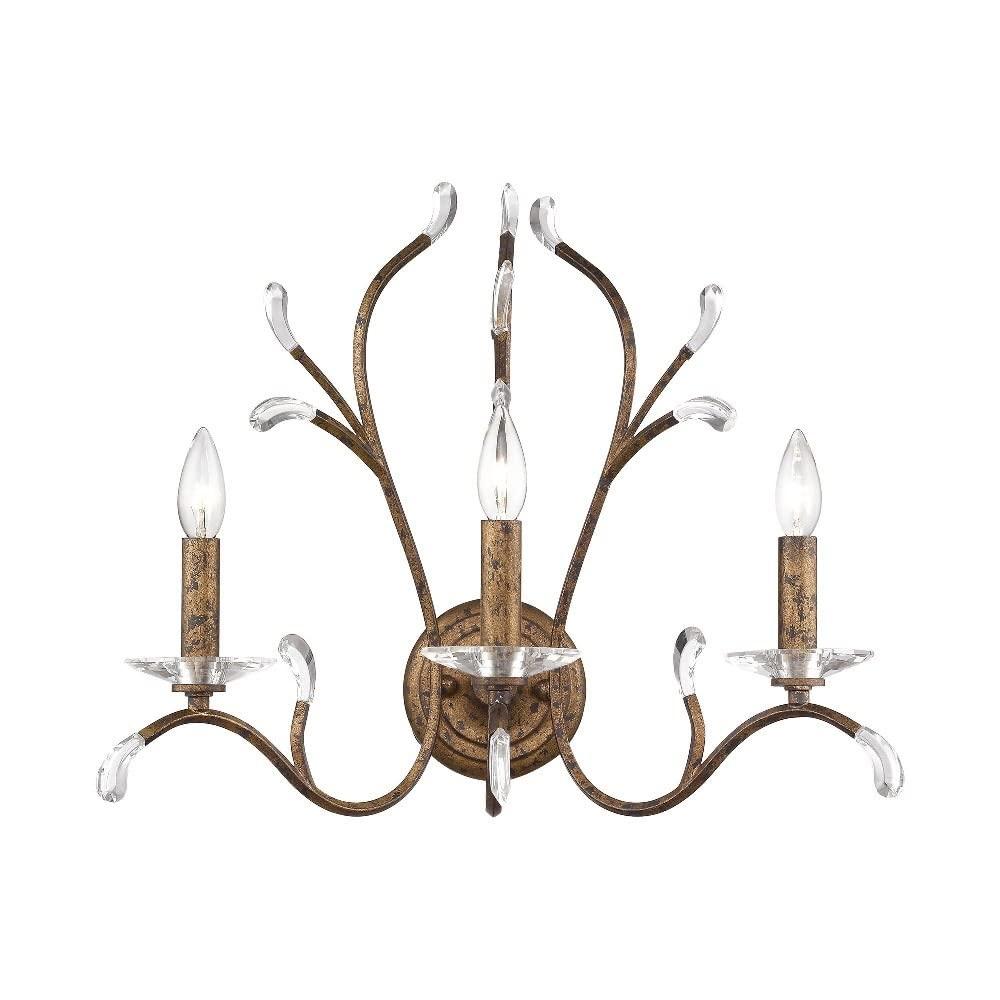 Serafina 3-Light Bronze Sconce with Clear Crystal Accents