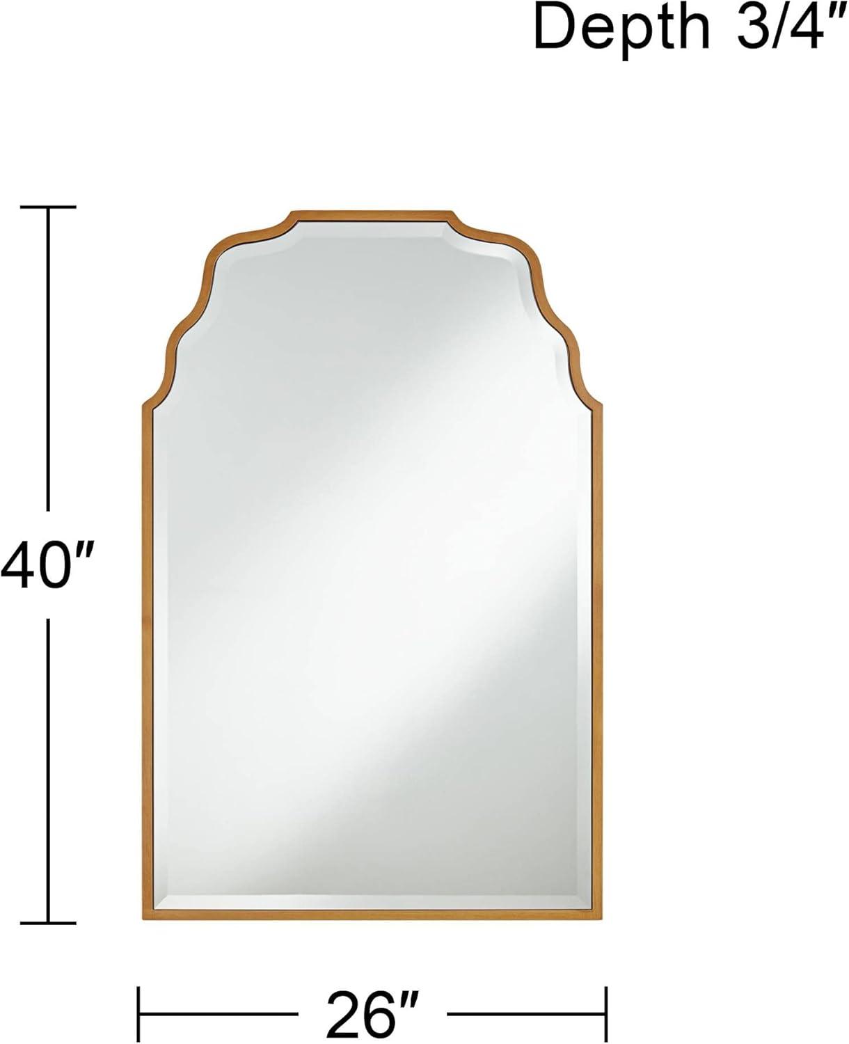 Elegant Waved Arch Gold & Wood Rectangular Wall Mirror 45"