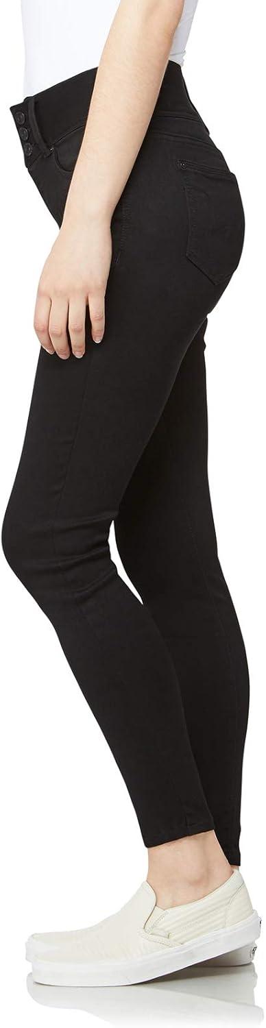 WallFlower Women's Sassy Skinny High-Rise Insta Soft Juniors Jeans (Standard and Plus), Noir, 24 Plus