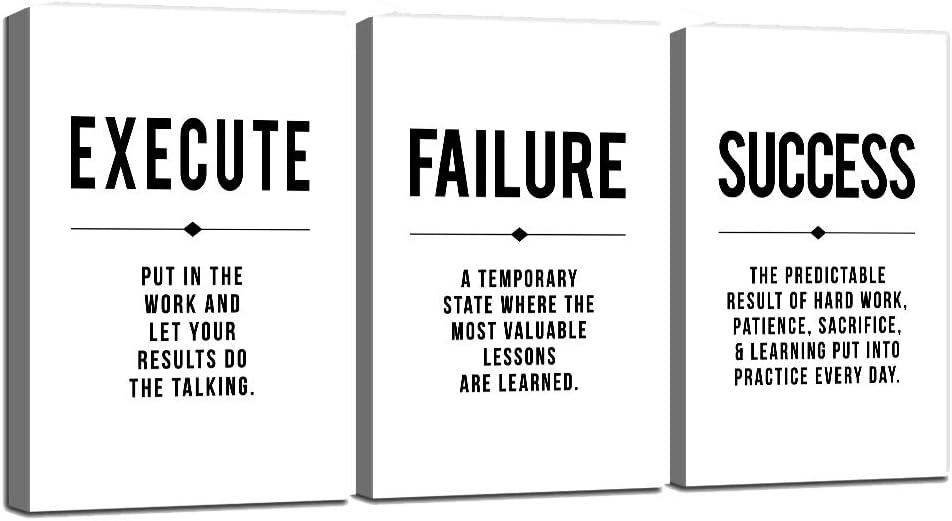 Black and White Motivational Quote Canvas Wall Art Set