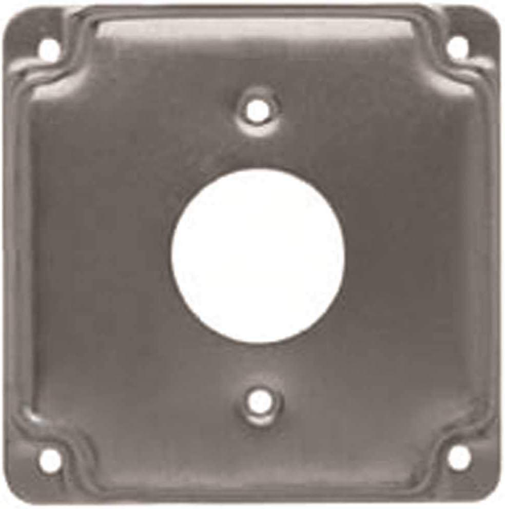 Raco 4" Square Gray Steel Box Cover for 1 Receptacle