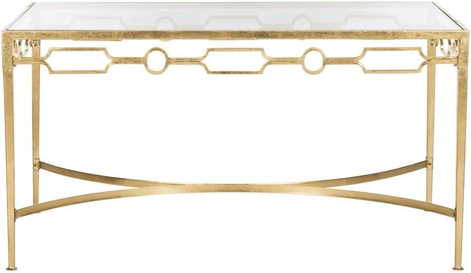 SAFAVIEH Lura Gold Leaf Retro Coffee Table, Gold/Clear