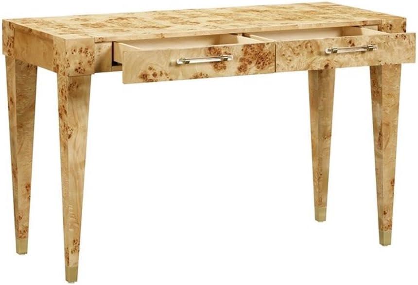 Maklaine Modern Contemporary Wood Work Desk in Natural Burl Finish
