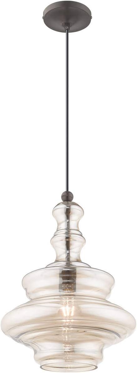 Livex Lighting Art Glass 1 - Light Pendant in  English Bronze