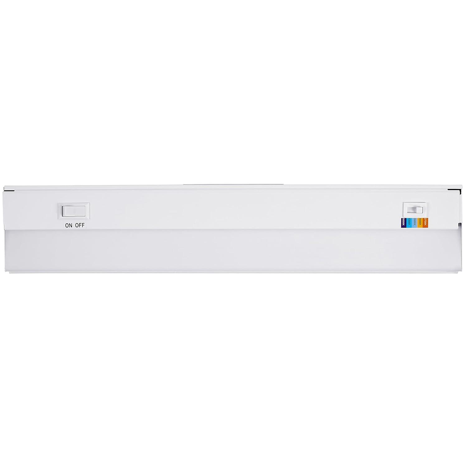 Maxxima 18 in. Hardwired LED Under Cabinet Light - 750 Lumens, 5 CCT, Color Temperature Slide Control, 2700K - 5000K, Kitchen and Indoor Lighting Fixture, White, On/Off Switch, ETL Listed