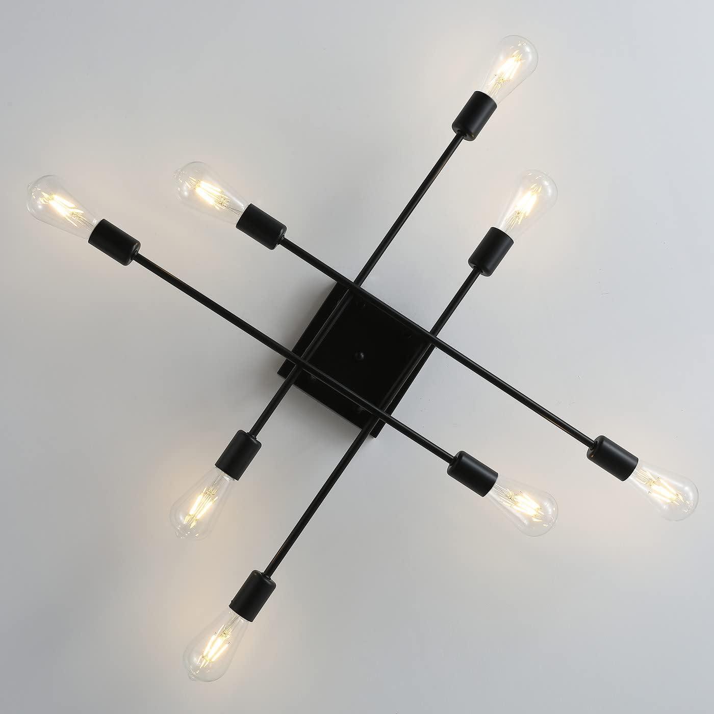 Aiwen 8 Lights Metal Sputnik Semi Flush Mount Ceiling Lamp Modern Home Decoration Light Fixture
