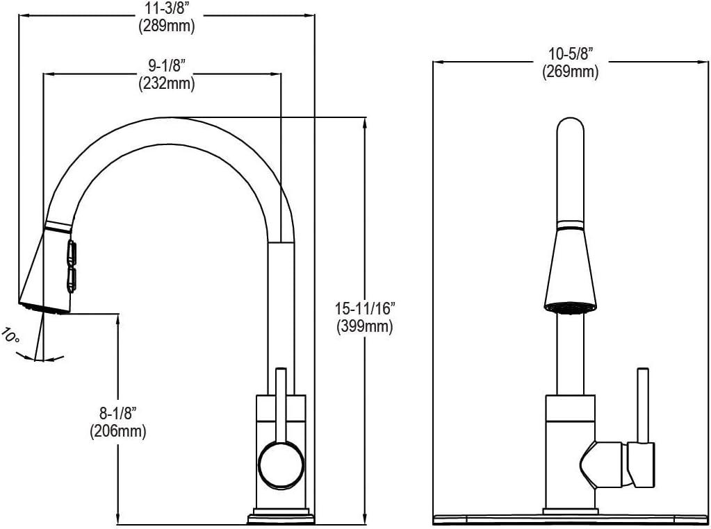 Chrome Single Handle Kitchen Faucet with Pull-Down Spray