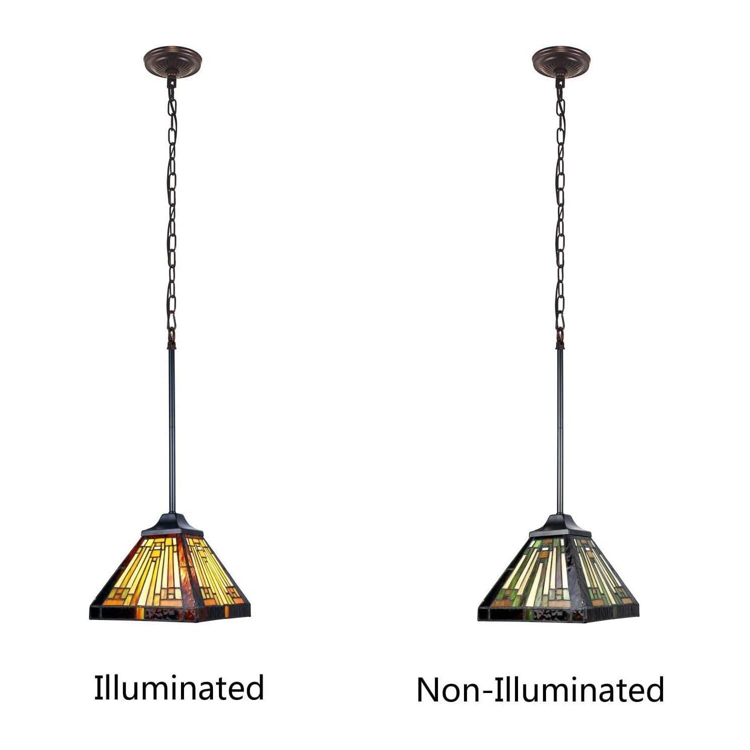 Chloe Lighting Innes Mission Tiffany-Style Blackish Bronze 1 Light Mini Pendant 8" Wide