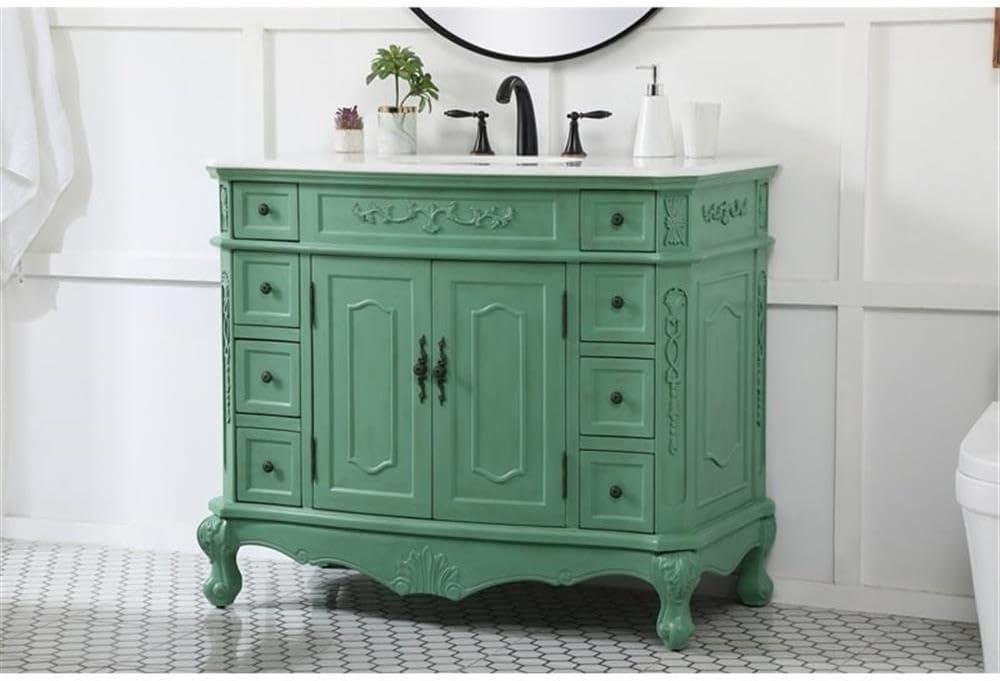 Elegant Kitchen and Bath 42 Inch Single Bathroom Vanity In Vintage Mint