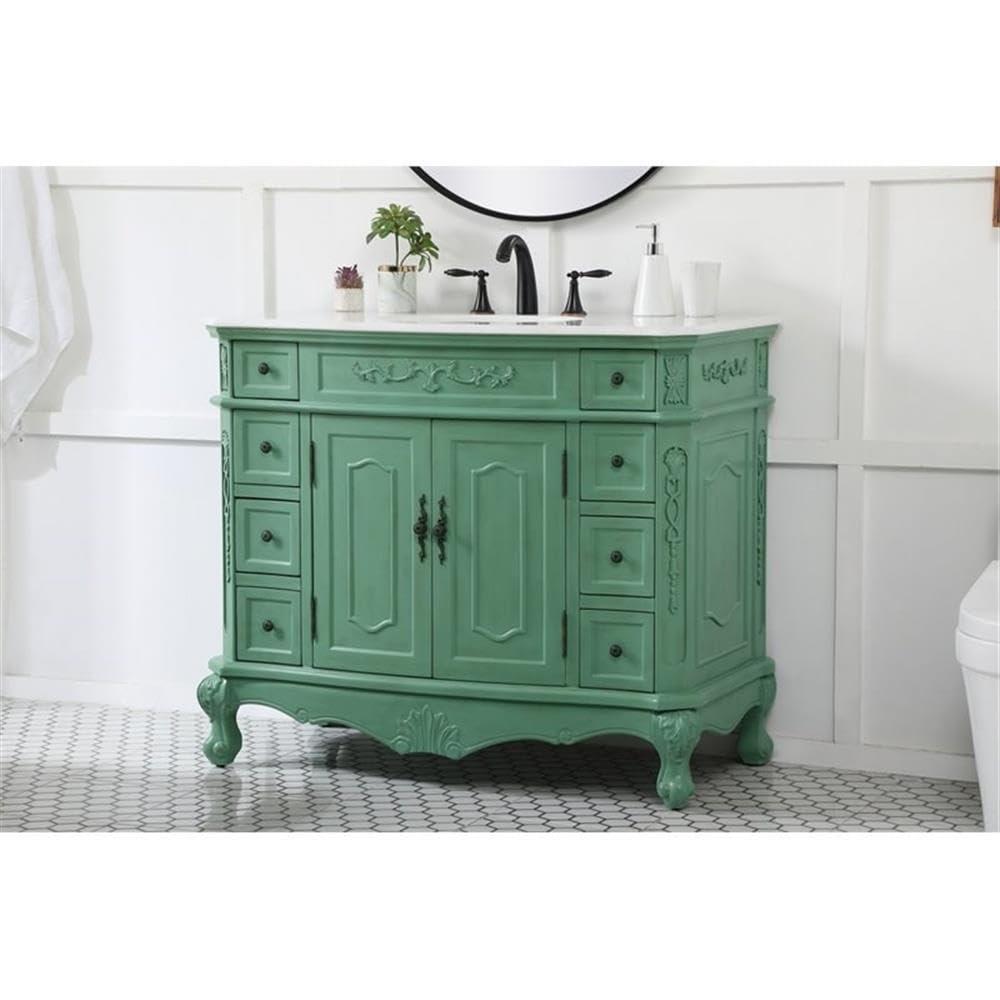 Elegant Lighting Vf10142 Danville 42" Free Standing Single Basin Vanity Set - Vintage Mint