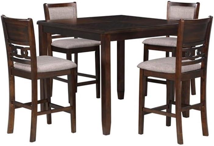 Cherry 42" Counter Height Dining Table with Four Cushioned Chairs