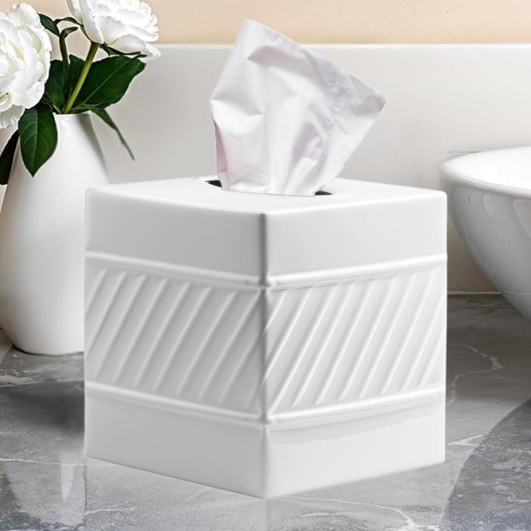 Monarch Abode Wave Embossed Metal Tissue Box Cover